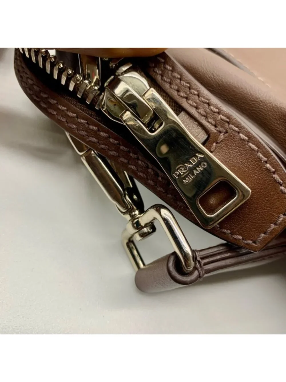 Prada Brown Cervo Leather Hobo Bag